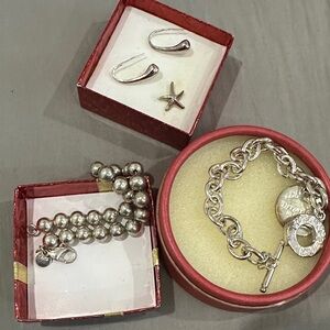 Silver Jewelry Set with Earrings and Bracelet